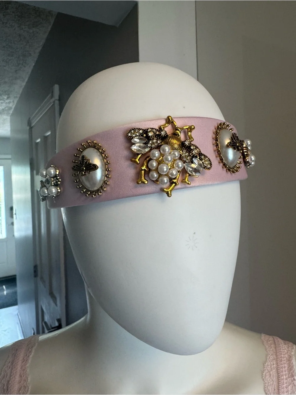Aratta Silent Journey Embellished pink Pearl & Crystal Headband - Designer Style